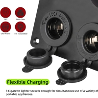 Prise allume-cigare 12V avec double chargeur USB, voltmètre, interrupteur à bascule 3 broches et répartiteur 3 prises allume-cigare pour camping-car et bateau