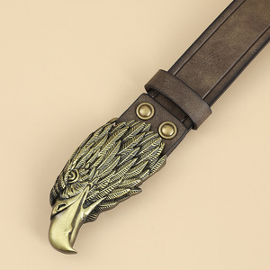 เข็มขัดยีนส์คาวบอยสไตล์เรโทรสำหรับผู้ชาย พร้อมหัวเข็มขัดโลหะรูปนกอินทรี ของขวัญส่วนตัว ขายส่ง - Product Image 4