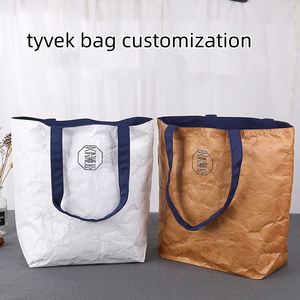 Eco-Friendly Custom Printed Logo Storage Bag Washable Kraft Paper Handbag for Shopping Durable and Stylish - Product Image 5