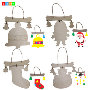 Ornements de Noël en bois, cloches, chaussettes, bonhommes de neige, formes de Père Noël, à suspendre, artisanat DIY pour enfants de 4 à 6 ans - Product Image 1