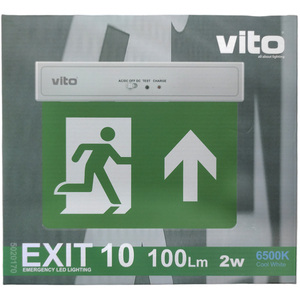 Vito Led <b>Emergency</b> Exit Lamp 2W 6500K Cold <b>Light</b> With Upward Arrow - Product Image 3