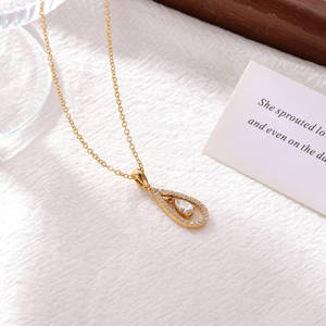 Nuevo collar geométrico de circón minimalista francés para mujer, collares de gota de agua fría Ins, colgantes de moda con lágrimas de hadas para joyería - Product Image 2