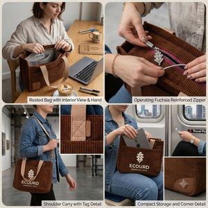 Custom Logo Corduroy Multi-Function Zipper Hand Cosmetic Makeup Pouch Travel Organizer Bag - Product Image 3