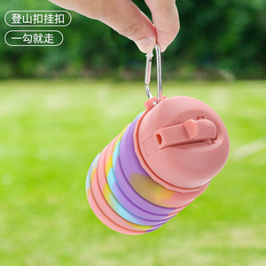 Silicone Collapsible Water Bottle 480ml Reusable Outdoor Portable Drinking Cup With Carabiner Hook - Product Image 1