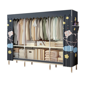 Armoire en tissu en acier moderne de style 2026, montage simple, rangement pour la chambre à coucher, armoire de location - Product Image 2