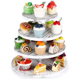 Wooden Cupcake Stand Multi Tiered Dessert Rack <b>Round</b> Solid Wood Tray For Party Birthday Snack Display - Product Image 1