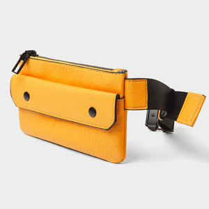 <span class=keywords><strong>Riñonera</strong></span> ajustada de piel sintética vegana con logotipo personalizado para hombre, bolso de cintura con cremallera, color amarillo - Product Image 1