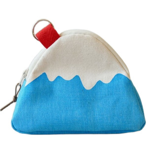 Handmade coin <b>purse</b> from Mount Fuji, Japan - <b>Cute</b> and casual zippered coin <b>purse</b>, triangular cartoon canvas headphone bag. - Product Image 5
