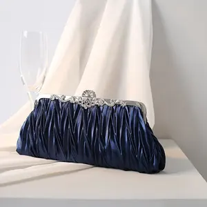 Manufacturer's direct sales wrinkle satin clutch bag ladies handbag wedding party evening bags women's clutch bag