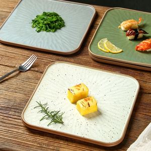 Wholesale Rough Pottery Square Plate Natural Rock Stone Serving <b>Tray</b> Sushi Steak <b>Dinner</b> Dishes Plate for Restaurant - Product Image 3