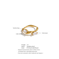 JINYOU 8466 Größe 6789 Filigraner Wellenblatt-Zirkonia-Ring PVD-Vergoldeter Edelstahlring für den Alltag