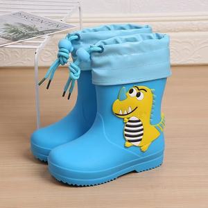 <strong>Low</strong> MOQ Easy on PVC <strong>Wellies</strong> Kid's Waterproof Animal Character With Contraction Rope Children Printed Rain Boot Cotton-padded - Product Image 2