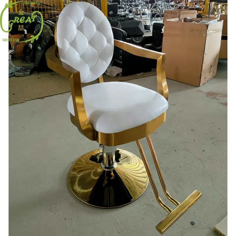 Great Foshan Factory modern cheap white gold hair salon barber styling chair for sale