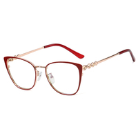 Nuevas patillas en forma de diamante con marco óptico de metal para mujer, gafas de luz anti-azul de metal elegantes y de moda