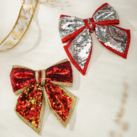 LANTINGXU - Lazo de Navidad con Purpurina Dorado, Plateado y Rojo Brillante, Clásico, para Regalos, en Stock