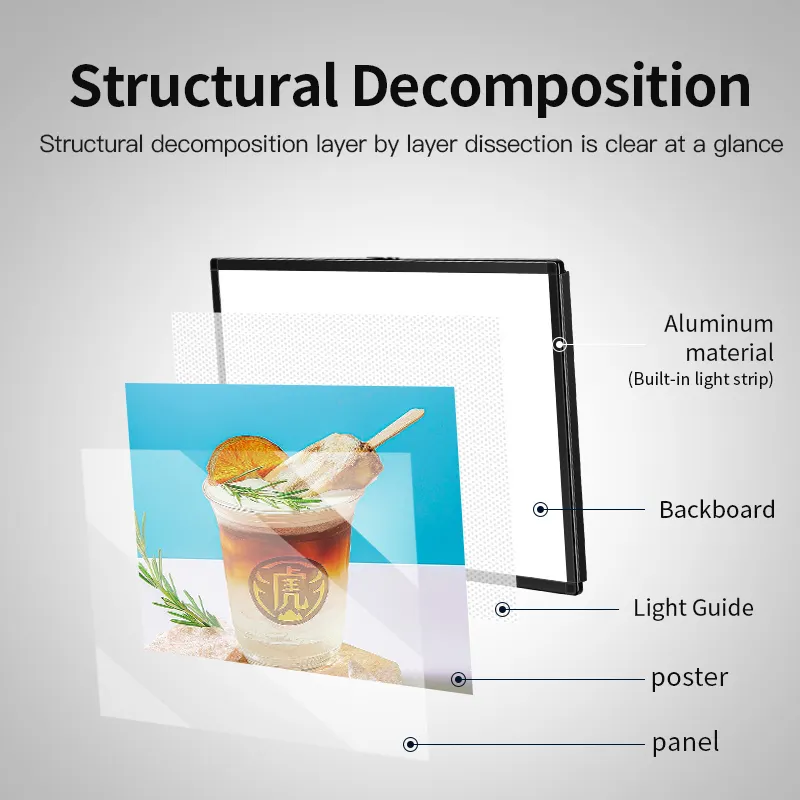 प्रकाश बॉक्स बिलबोर्ड कोको दूध चाय की दुकान चमकदार आदेश बोर्ड चुंबकीय अवशोषण आधारित मूल्य सूची कैटरिंग टीवी लाइट बॉक्स