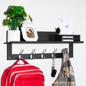 Solid Wood Wall Mounted Storage <b>Rack</b> With <b>Hooks</b> For Entryway Living Room Bedroom <b>Coat</b> Key Organizer Retro Color 2 Layer - Product Image 1
