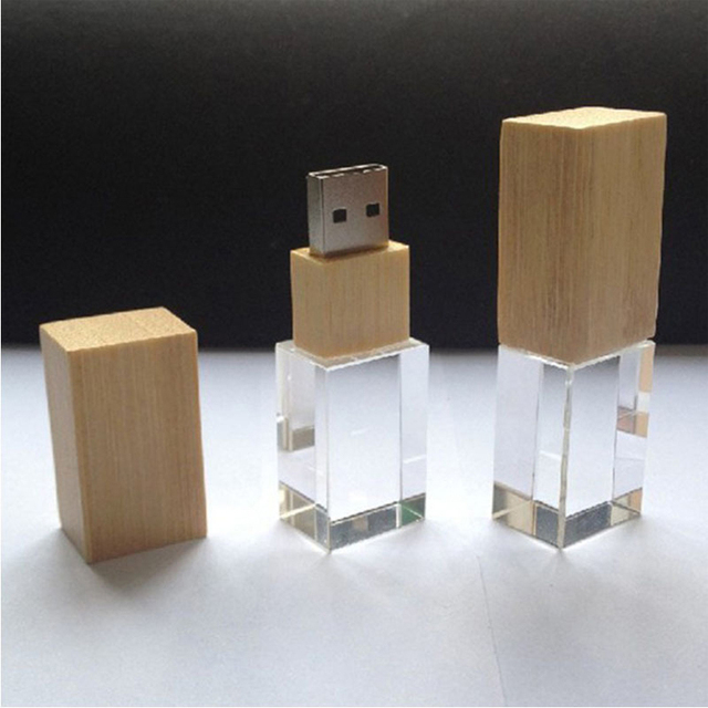 Promotion Wooden Pendrive Office USB 32GB 2.0 Usb-Stick Crystal Flash Drive with Box
