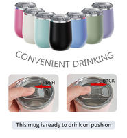 Gobelet à café isotherme en acier inoxydable 12 oz avec logo personnalisé, intérieur en PP 304, extérieur en acier inoxydable et couvercle coulissant transparent, disponible en plusieurs couleurs