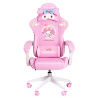 Chaise de jeu avec accoudoirs articulés, siège épais, la moins chère, chaise de jeu rose Cinnamoroll avec massage et repose-pieds