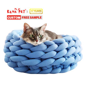 Fabricant de gros logo personnalisé rond chien produit pour animaux de compagnie chat lit tissage - Product Image 6