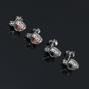 Heart <b>Crown</b> Stud Earrings With Red Gemstone Bezel Setting <b>Silver</b> Tone Fashion Jewelry For Women Gift CF120 - Product Image 4