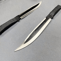 Heißer Verkauf Voller Erl Schwarzes Bowie Survivalmesser Bushcraft-Messer mit Lederetui OEM Einteiliges feststehendes Camping-Langmesser