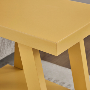Athens Contemporary Wood <b>Shelf</b> Side Table In Yellow With Storage <b>Shelf</b> For Living Room - Product Image 5
