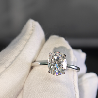 Bague élégante en argent massif plaqué rhodium avec moissanite ovale VVS, bijoux fins, pour femmes et filles, cadeau, testeur de diamant