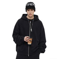 Sweat à capuche unisexe surdimensionné de haute qualité personnalisé, 400 g/m², style streetwear, fermeture éclair, pour hommes