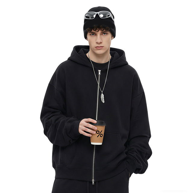 Custom High Quality 400 Gsm Oversize Streetwear Heavyweight Unisex Boxy Zipper Hoodie for Men