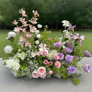 Arrangement floral Austin violet rose de style chaud ensembles de mariage décoration de fond de fleur artificielle - Product Image 3