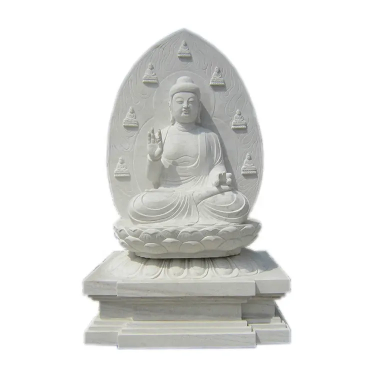 Customized Size White Marble Stone Shakyamuni Amitabha Buddha Statue For Temple And Outdoor Decoration