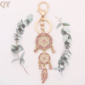 QY Dreamcatcher Rhinestone Feather Metal Keychain Hollow <b>Bag</b> Charm Car <b>Key</b> <b>Ring</b> Boho Pendant Gift Wholesale Accessories - Product Image 3