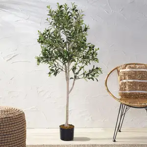批发仿制人造橄榄树盆景丝绸，带塑料树干，用于室内家居和花园景观装饰