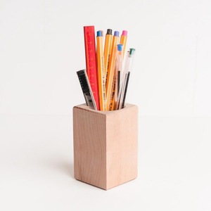 <b>Solid</b> <b>Wood</b> Pen Holder Square Hexagonal Round <b>Desk</b> Organizer Office Storage Pine Beech <b>Wood</b> Craft Gift - Product Image 4