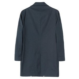 Top qualité Offre Spéciale hommes long <span class=keywords><strong>trench</strong></span>-coat marine foncé simple boutonnage centre évent veste imperméable long manteau pour hommes pourrait personnalisé - Product Image 4