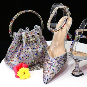 Ensemble de chaussures italiennes à talons hauts et sac pour femmes africaines, chaussures et sac à main de <span class=keywords><strong>luxe</strong></span> pour femmes, mode 2023 - Product Image 5