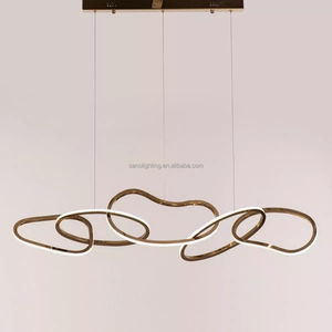 Lámpara colgante de 5 anillos de oro Irregular, luz <span class=keywords><strong>Led</strong></span> lineal, accesorios de iluminación de techo <span class=keywords><strong>Rectangular</strong></span> para comedor y <span class=keywords><strong>cocina</strong></span> - Product Image 2