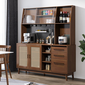 Aparador retro de madera negra de 900 mm+ con gabinete de almacenamiento multifuncional para comedor - Product Image 2