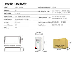 Contrôleur LED intelligent Tuya <span class=keywords><strong>Milight</strong></span> <span class=keywords><strong>Miboxer</strong></span> SR2L pour bande LED CCT à 2 fils, couleur réglable, monochrome, double blanc - Product Image 4