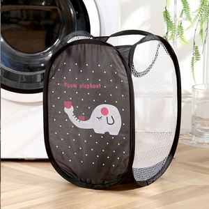 Cartoon Toy Storage <b>Basket</b>, Bedroom and Bathroom Laundry Hamper, <b>Mesh</b> Large Capacity Dirty Clothes Storage - Product Image 3