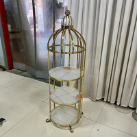 Support à gâteau en acier inoxydable SMS Exquisite, cage à oiseaux dorée à 3 étages, présentoir à dessert pour mariage, banquet, fête