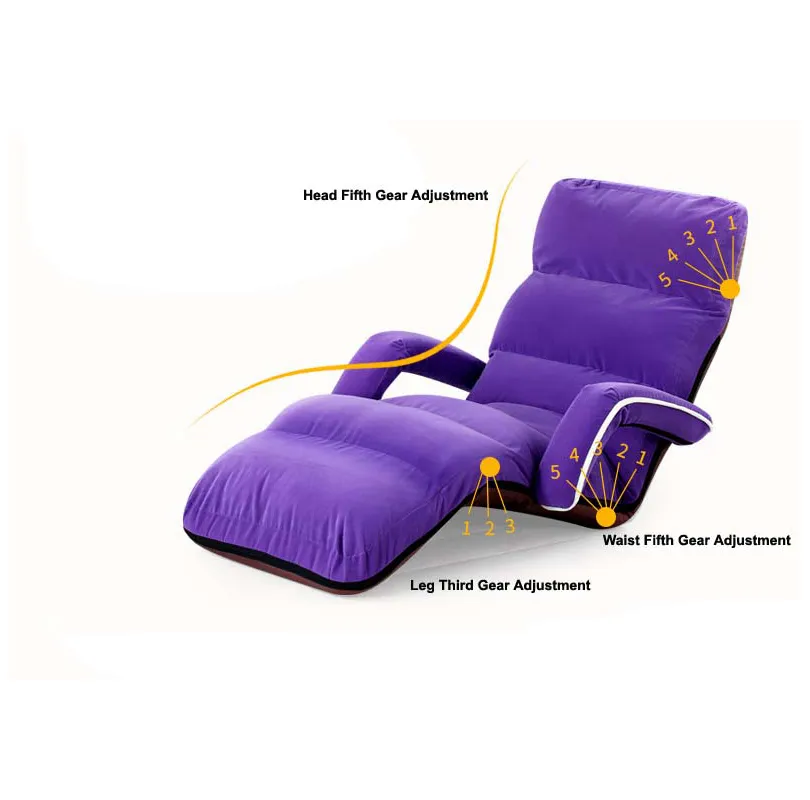Tumbona de lino plegable con brazo, de primera clase sillón reclinable, ajustable, para ocio y ocio