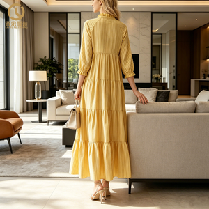 Fournisseur <span class=keywords><strong>de</strong></span> vêtements pour femmes haut <span class=keywords><strong>de</strong></span> gamme, vente en gros, robes Madi à manches longues amples à imprimé floral personnalisées, robes décontractées pour femmes - Product Image 2