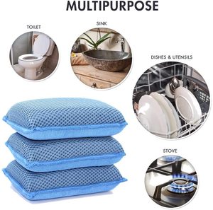 Grande éponge de bain en maille de cuisine en microfibre <span class=keywords><strong>Miracle</strong></span> commerciale résistante aux rayures par éponges de nettoyage de la vaisselle - Product Image 2