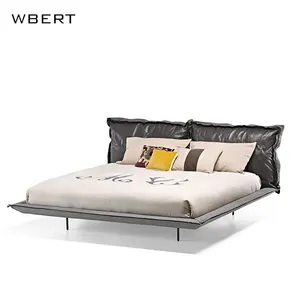 WBERT现代简约皮革上皮床豪华北欧简约双人床实木高档固定头床
