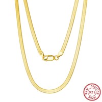 Sólido 18K chapado en oro de hueso de serpiente de plata de ley 925 de espiga cadena collar al por mayor