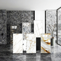 Panneau mural en PVC écologique effet marbre, revêtement UV, installation facile, insonorisant, anti-rayures, plaque en cristal de carbone pour appartement