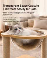 Arbre à chat en bois de pin naturel, écologique et durable, avec lit capsule transparente, structure d'escalade en bois massif et poteau en sisal pour grands chats